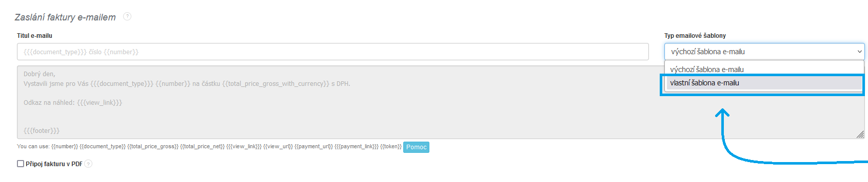 Vlastni sablona emailu