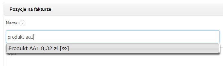 nielimitowany produkt w pozycje na fakturze