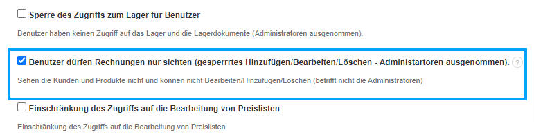 Benutzer Rechnung durchsehen