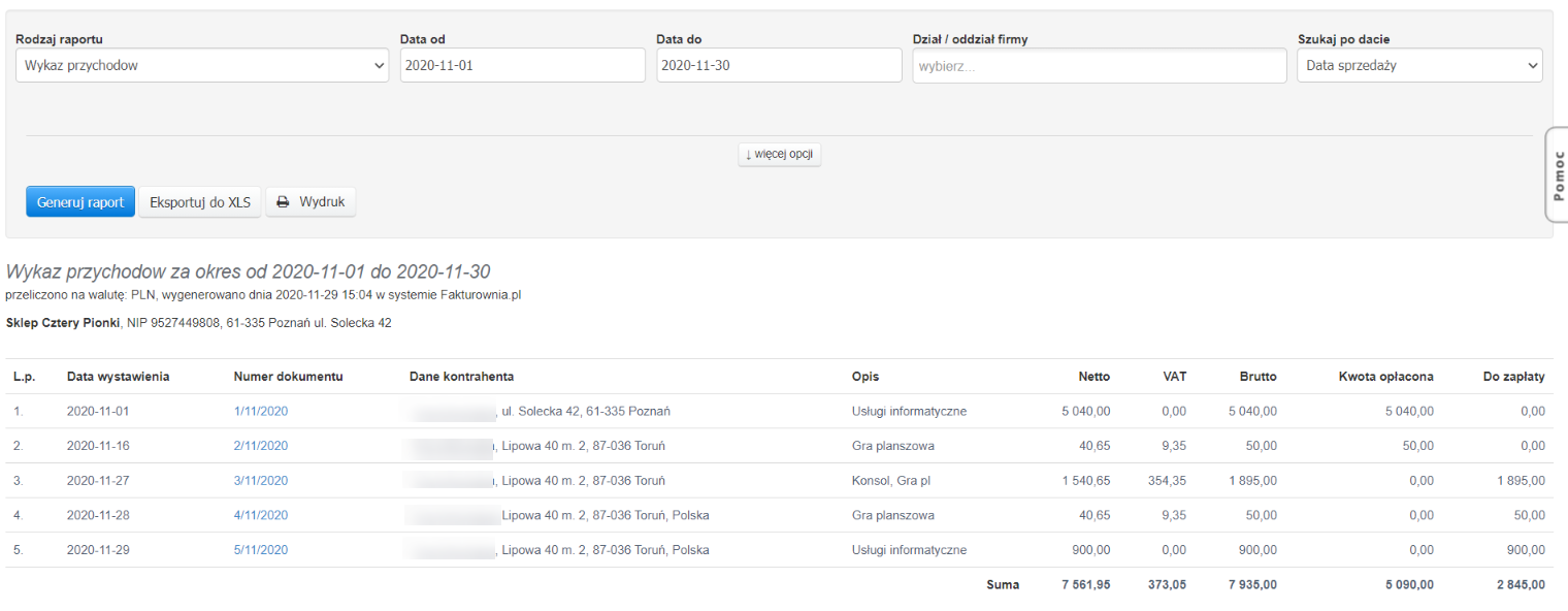 raport przychod%C3%B3w