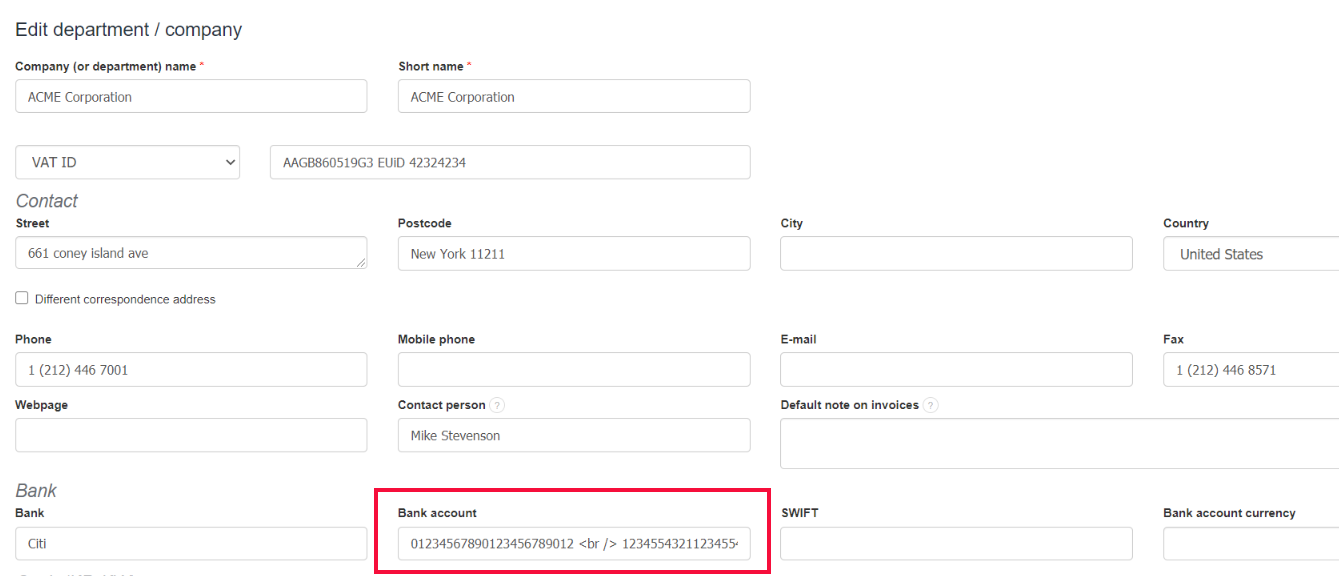 Several bank account numbers on the very same invoice 1
