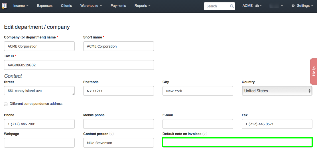 default company note2