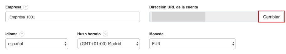 dirección URL de la cuenta