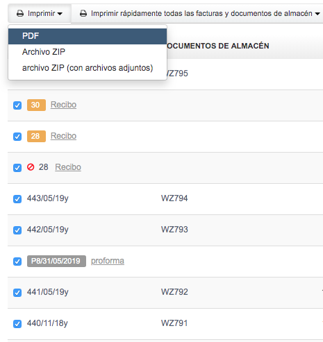 imprimir facturas PDF