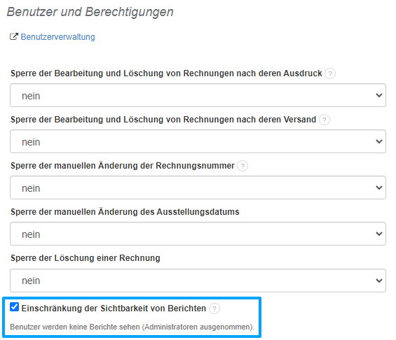 sichtbarkeit Berichten