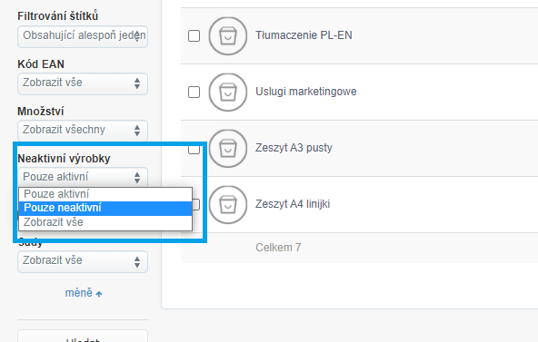 Neaktivni produkty 3