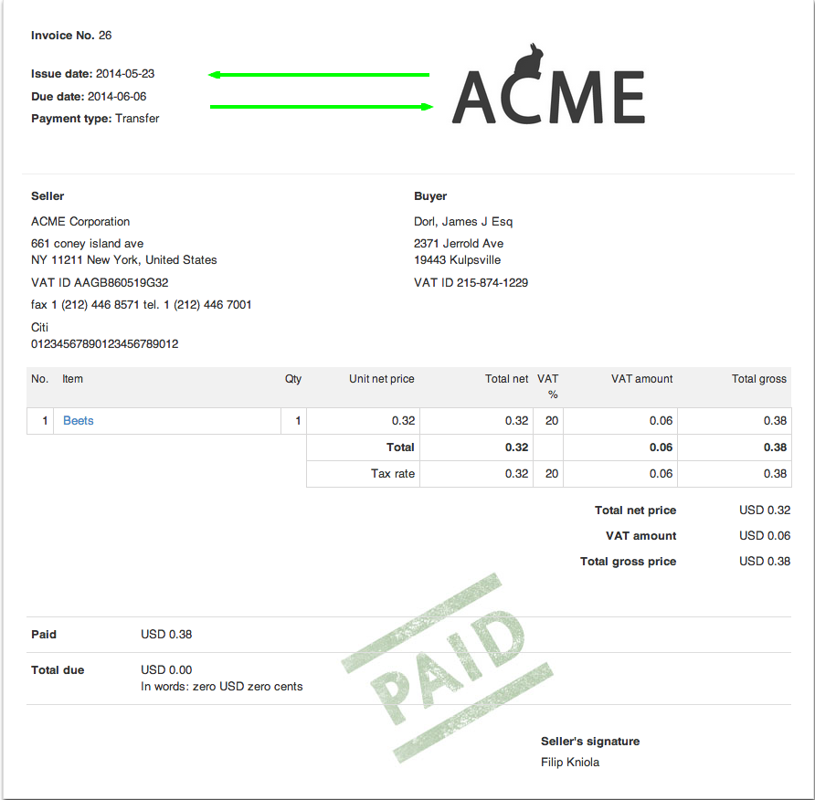 ACME   InvoiceOcean