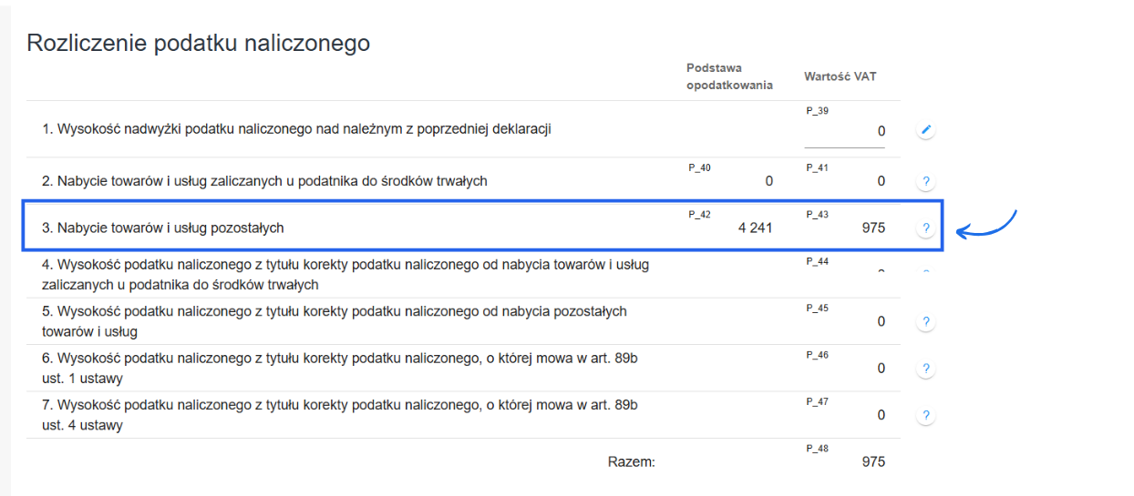 Rozliczenie podatku naliczonego w części deklaracyjnej JPK_V7.