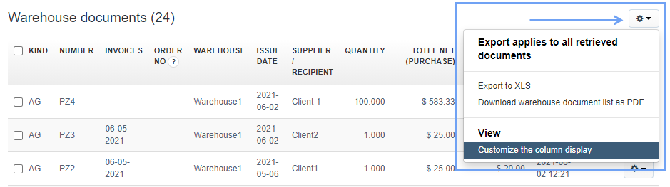 Column display warehouse 1
