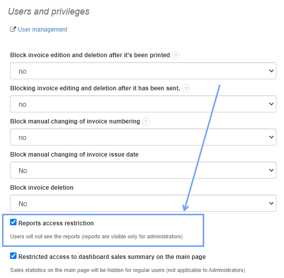 Reports access restriction