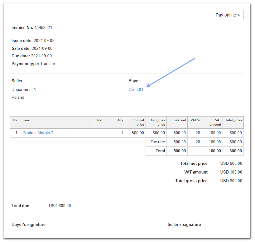 Client edit from invoice
