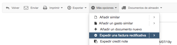 expedir una factura rectificativa 