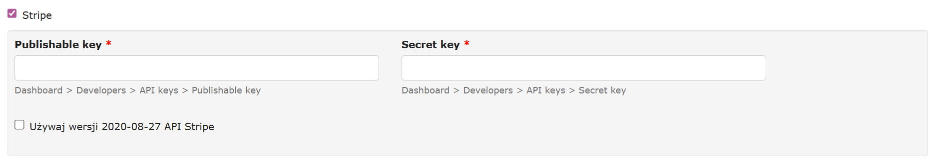Lista bramek płatności do skonfigurowania w systemie Fakturownia w tym opcja konfiguracji bramki Stripe.