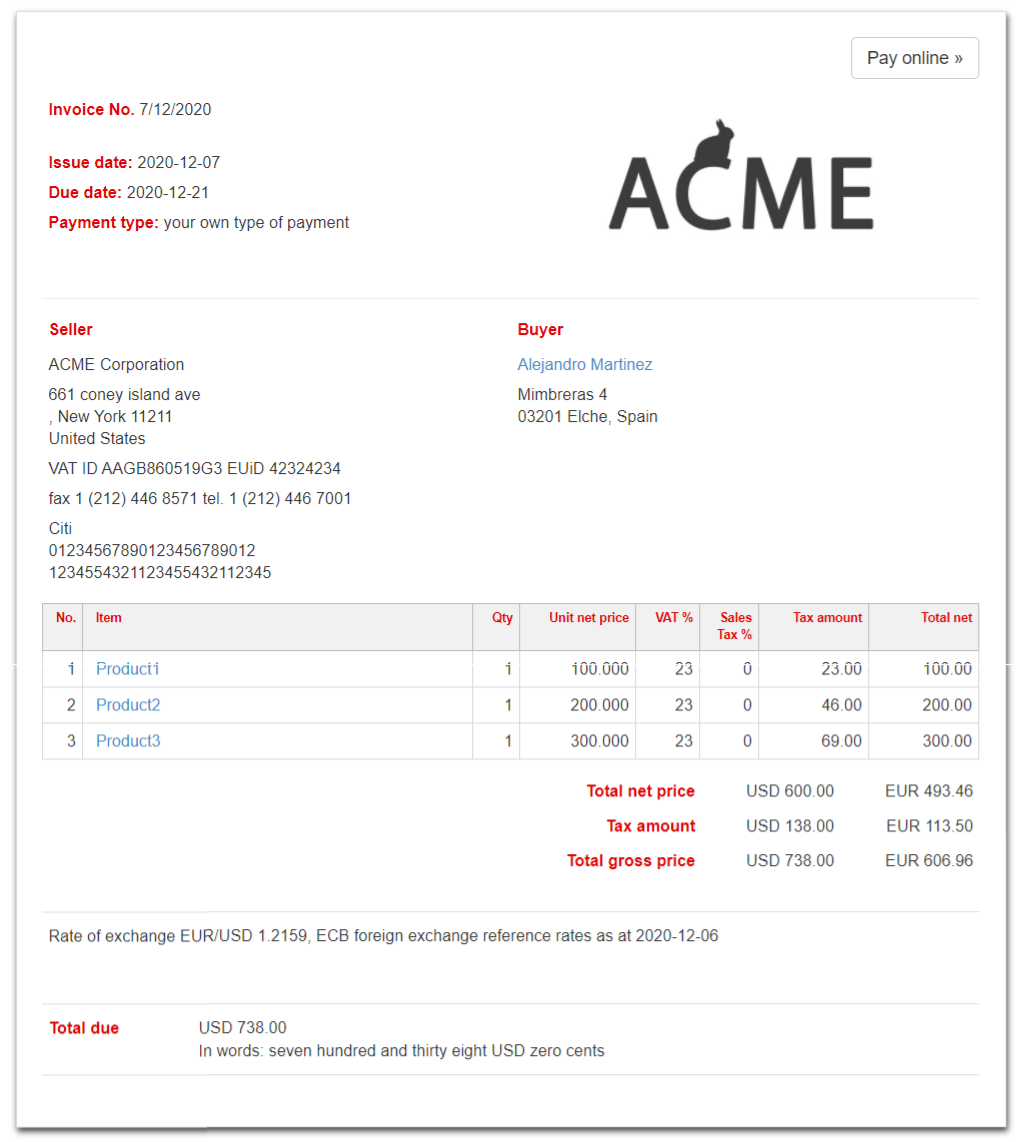 How to change the main color on the Blue invoice template 2