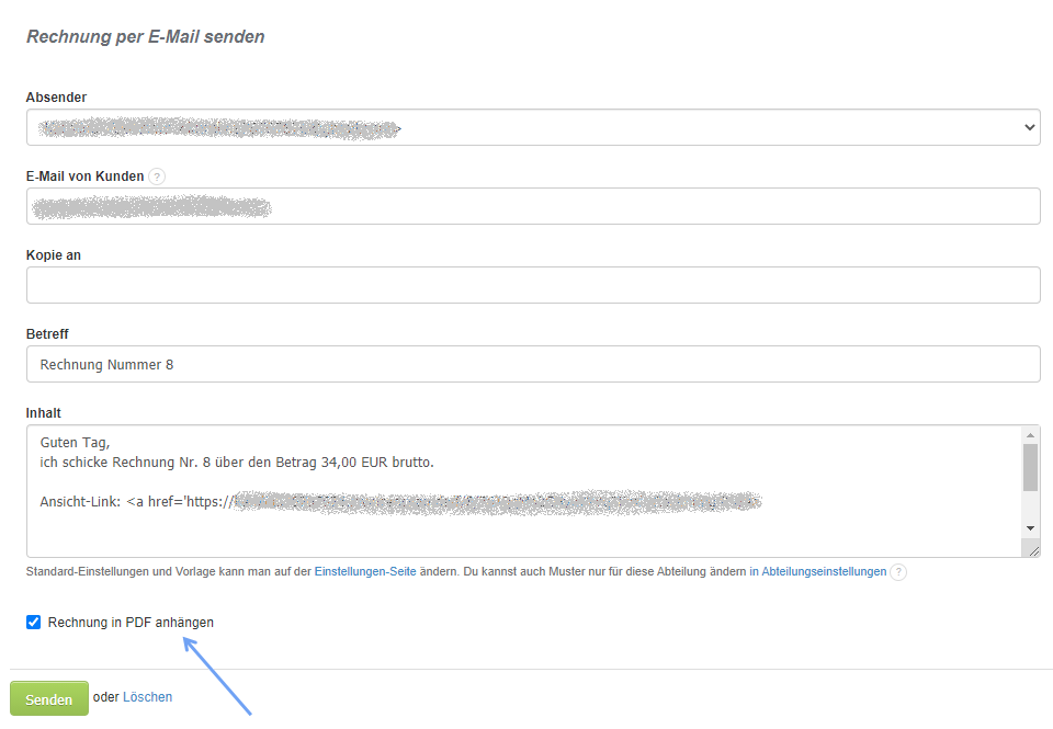 rechnung per email senden