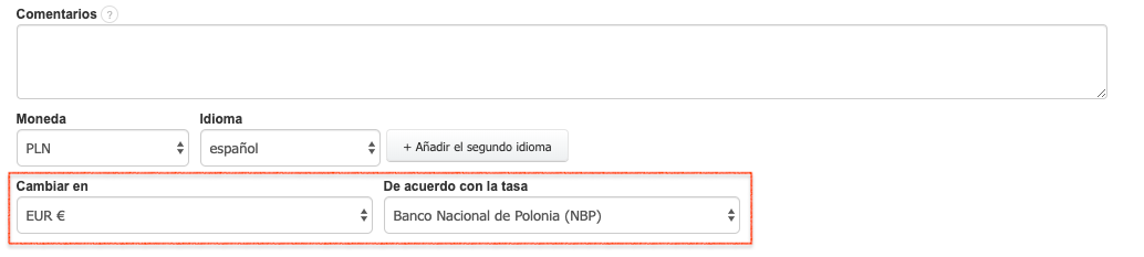 tasa de cambio de banco