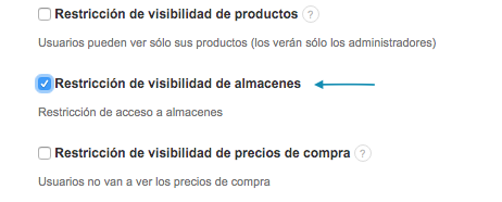 Restricción de visibilidad de almacenes