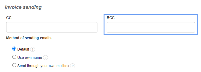 invoice sending bcc