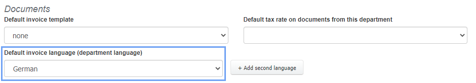 Default invoice language department