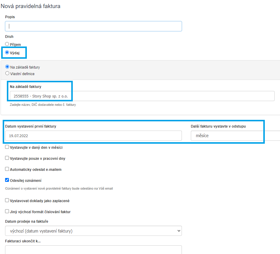 Nova pravidelna faktura