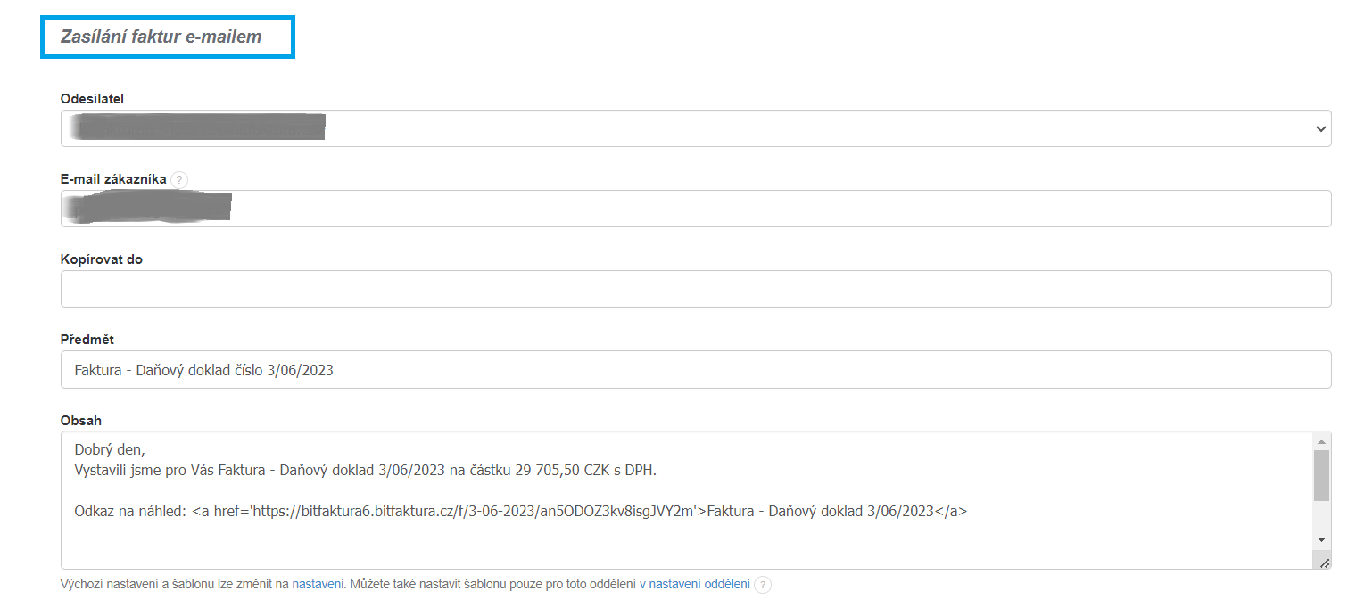 Zasilani faktury e-mailem