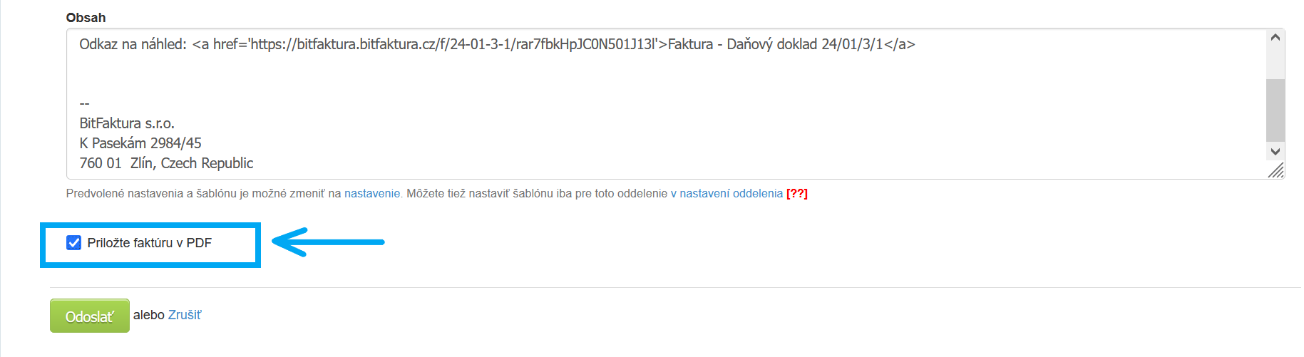nadislania rachunku w formati pdf