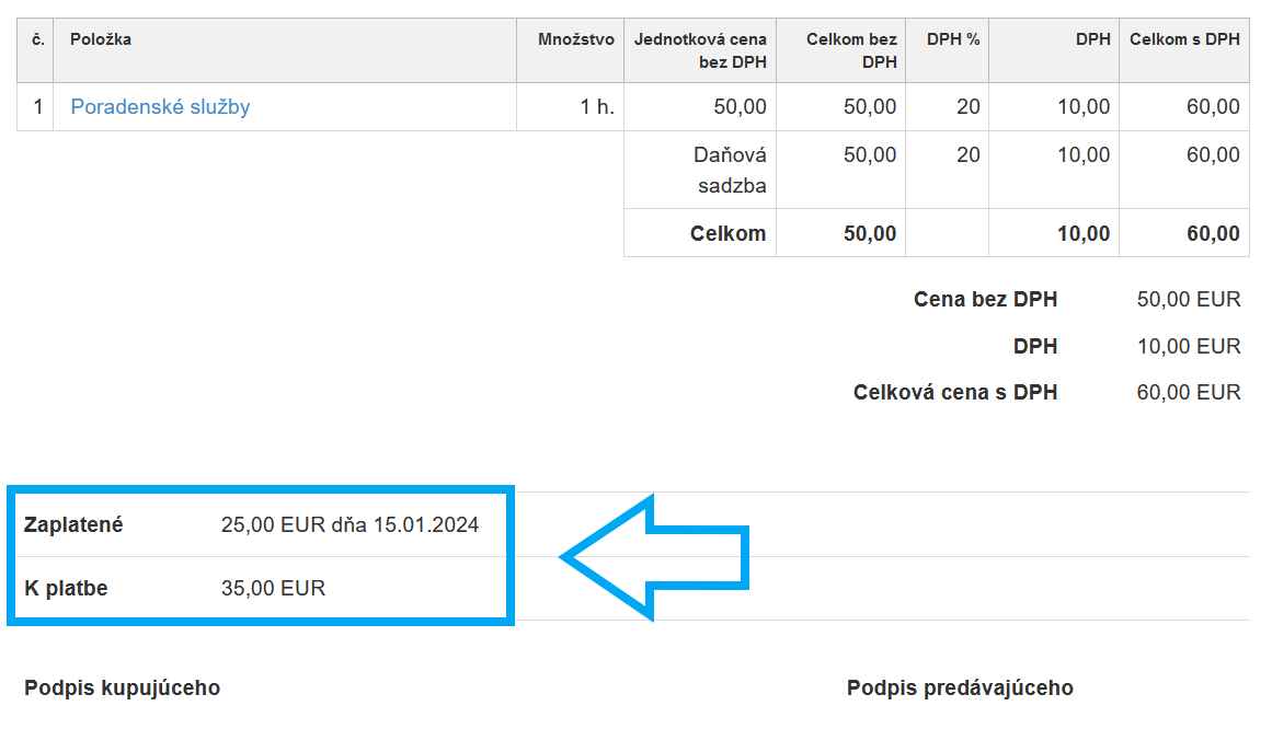 Faktura castecne uhrazena 2
