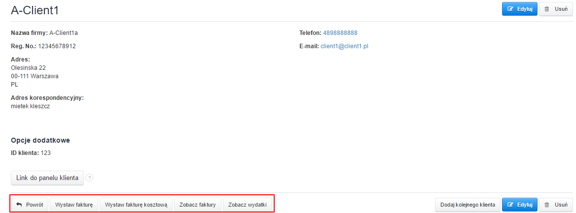 faktura z poziomu klienta