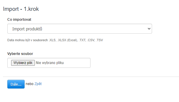Import krok 1