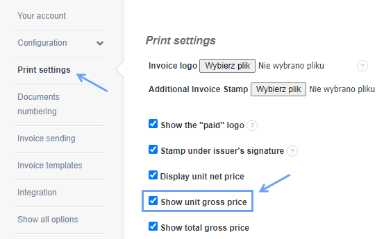 Show unit gross price