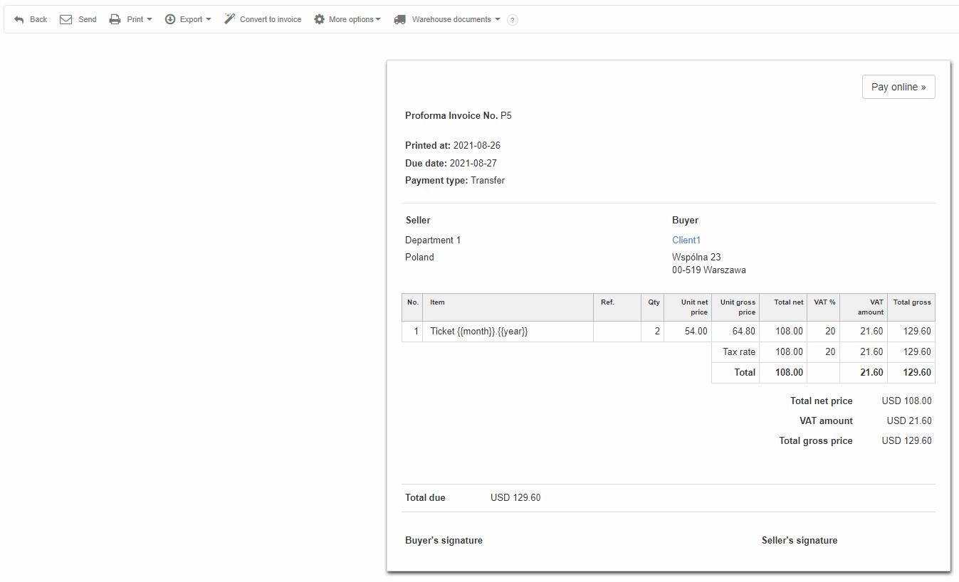 Proforma variables recurring