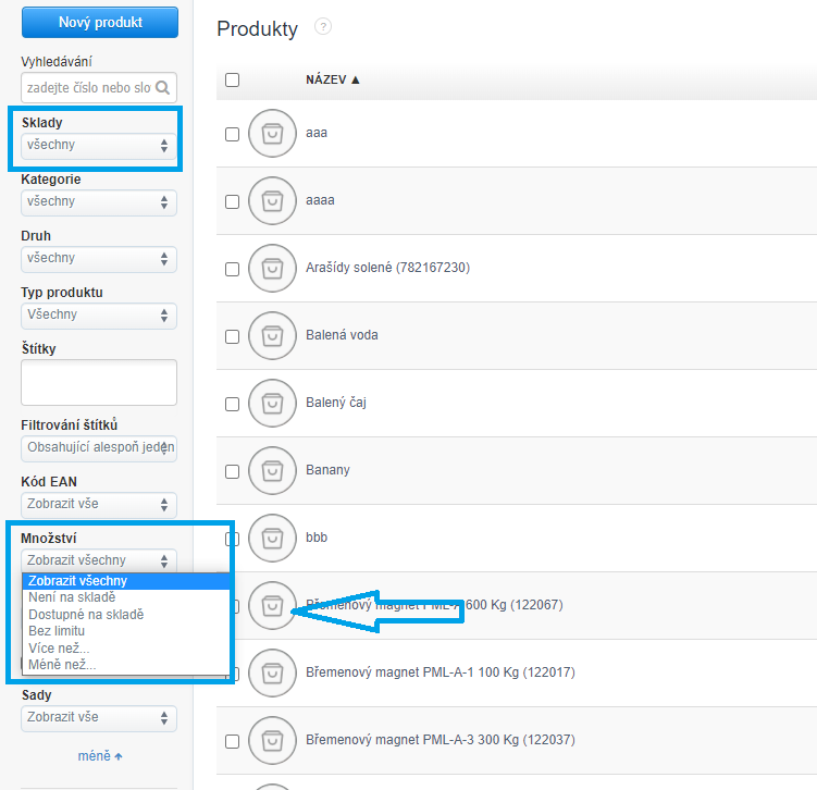 Produkty ve skladu 2