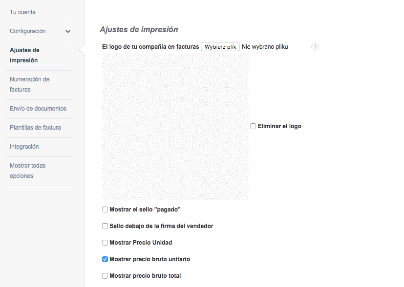 mostrar precio bruto unitario en factura