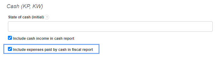 Include expenses cash
