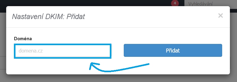 Nastaveni DKIM Pridat