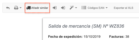 documento de almacén a base de factura