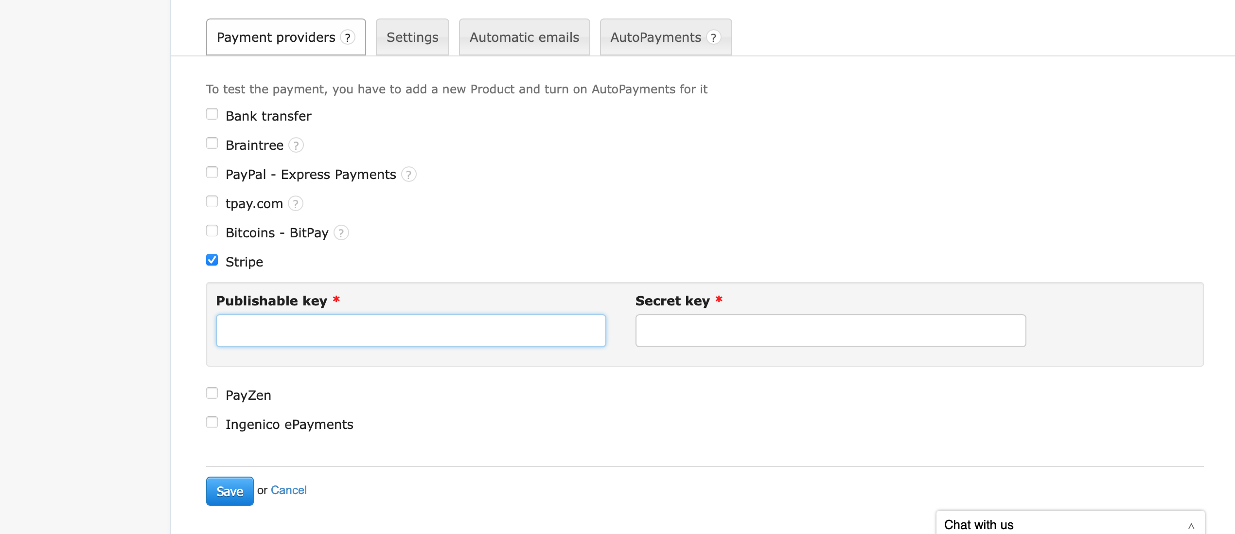 How to input API keys from Stripe to InvoiceOcean