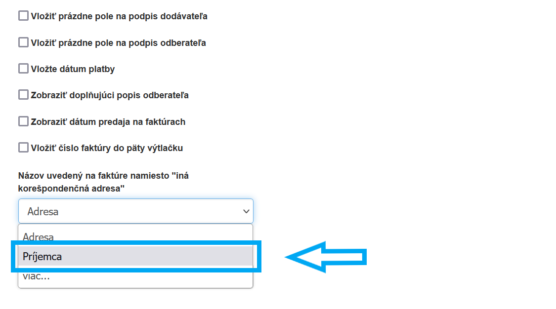 Nazwa wyświetlana na fakturze zamiast inny adres korespondencyjny