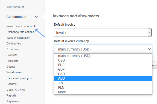 invoice currency