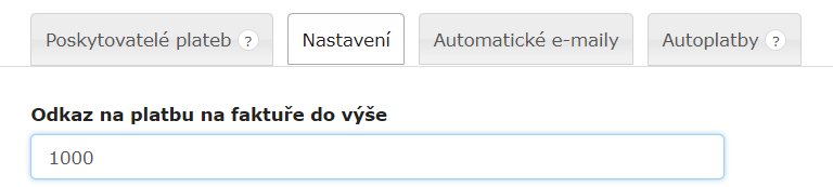 Odkaz na platbu na fakture do vyse
