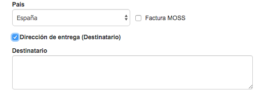 dirección de entrega