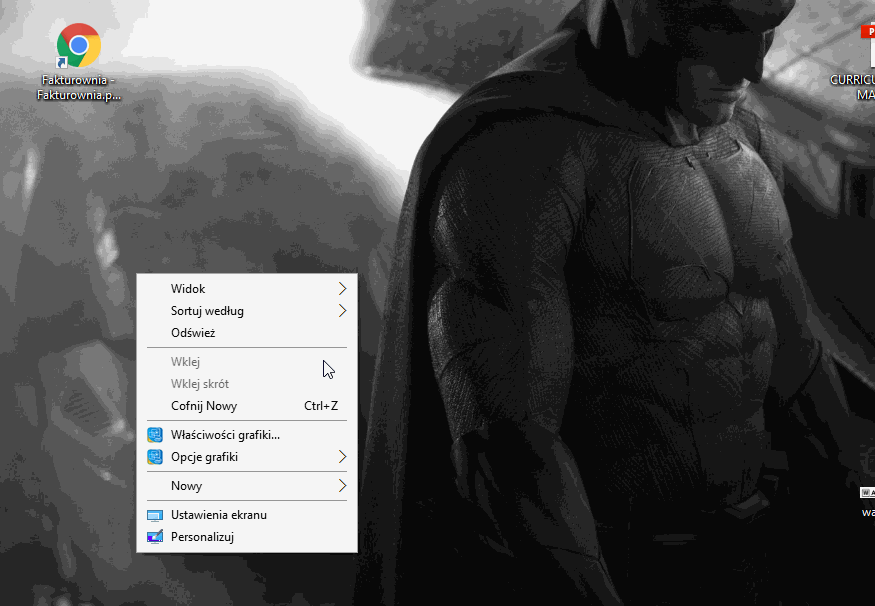 Tworzenie skrótu do aplikacji Fakturownia na pulpicie systemu Windows przez opcję Nowy > Skrót z menu kontekstowego.