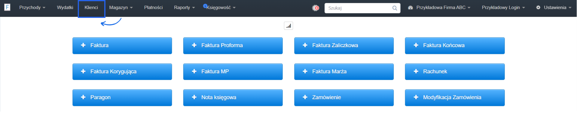 Lista klientów w systemie Fakturownia.pl.