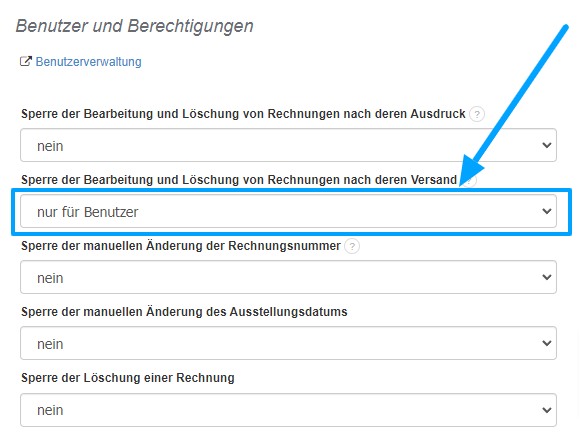 Rechnung Blockierung