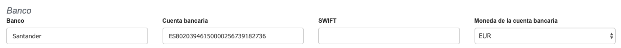 IBAN y SWIFT de la cuenta bancaria