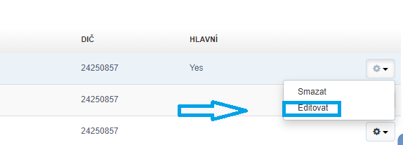 Zmena firemnich udaju