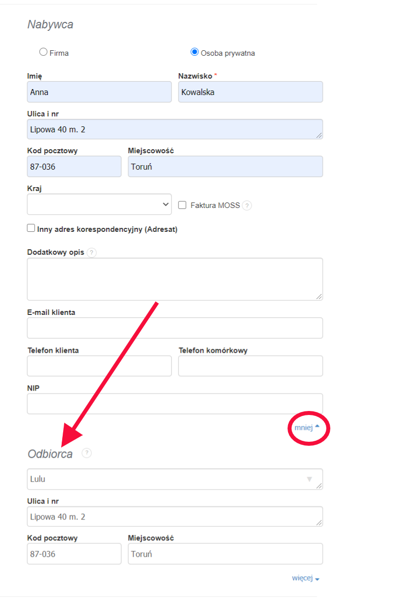 odbiorca nabywca przy wype%C5%82nianiu faktury
