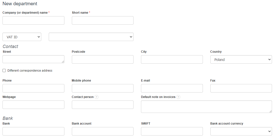 new department new company 2