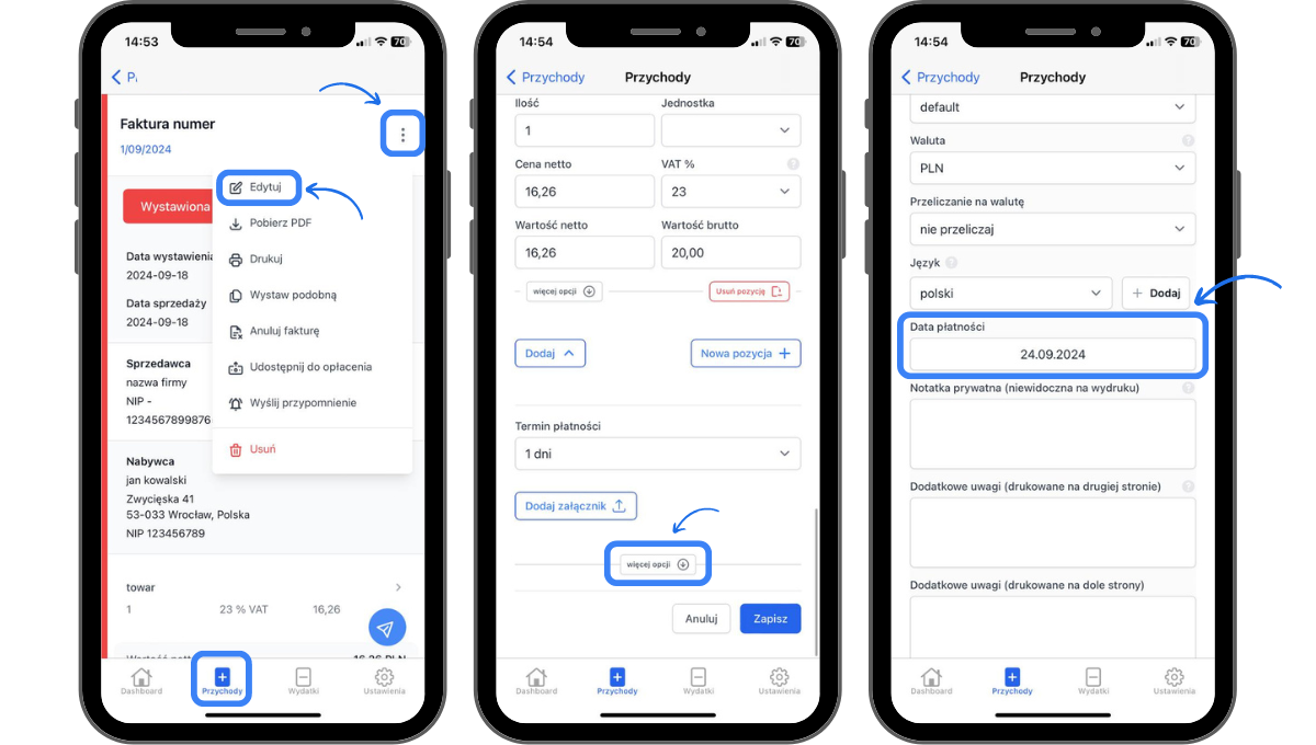 jak ustawić datę płatności w aplikacji mobilnej