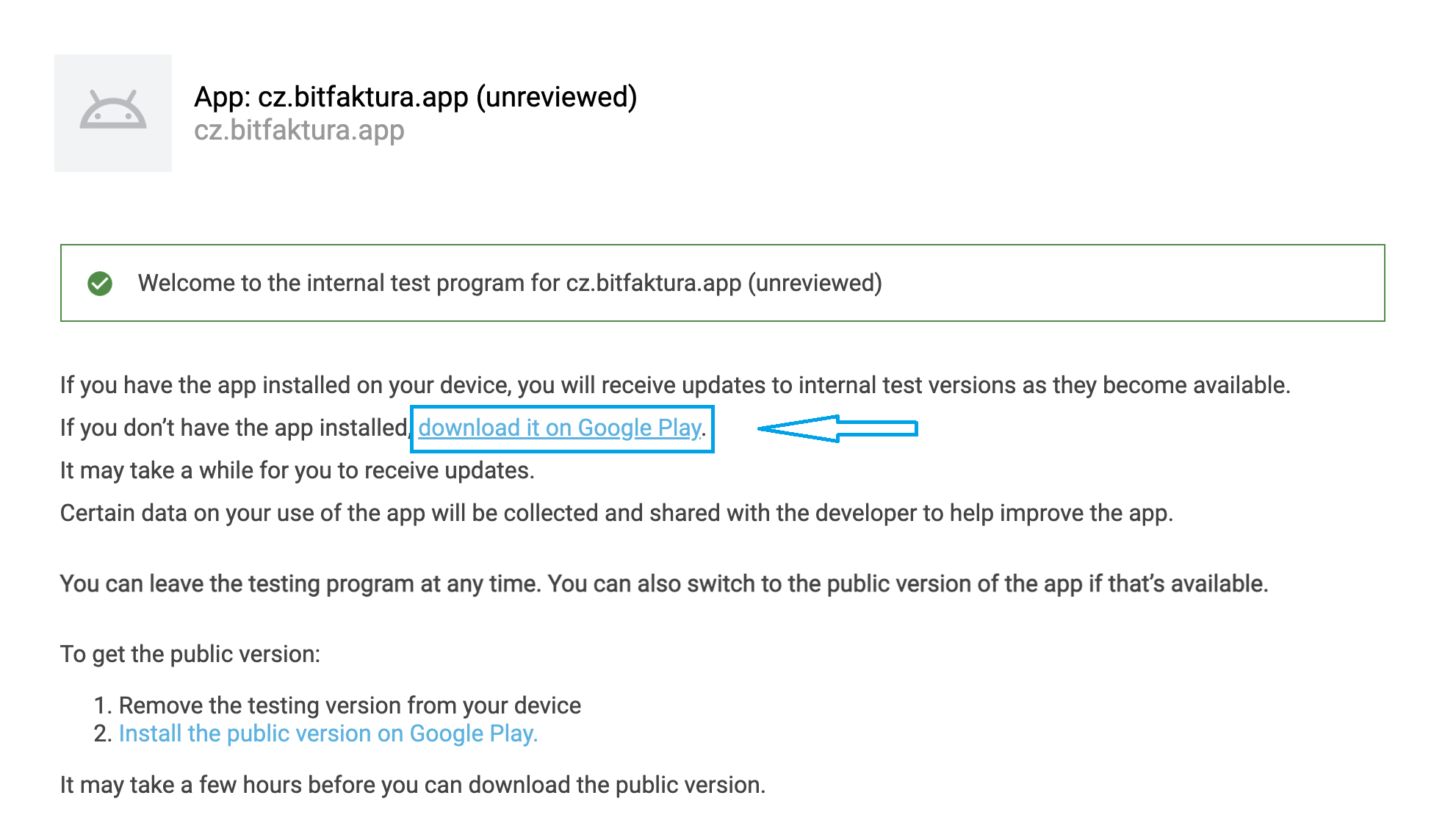 Testovani beta verze_Android